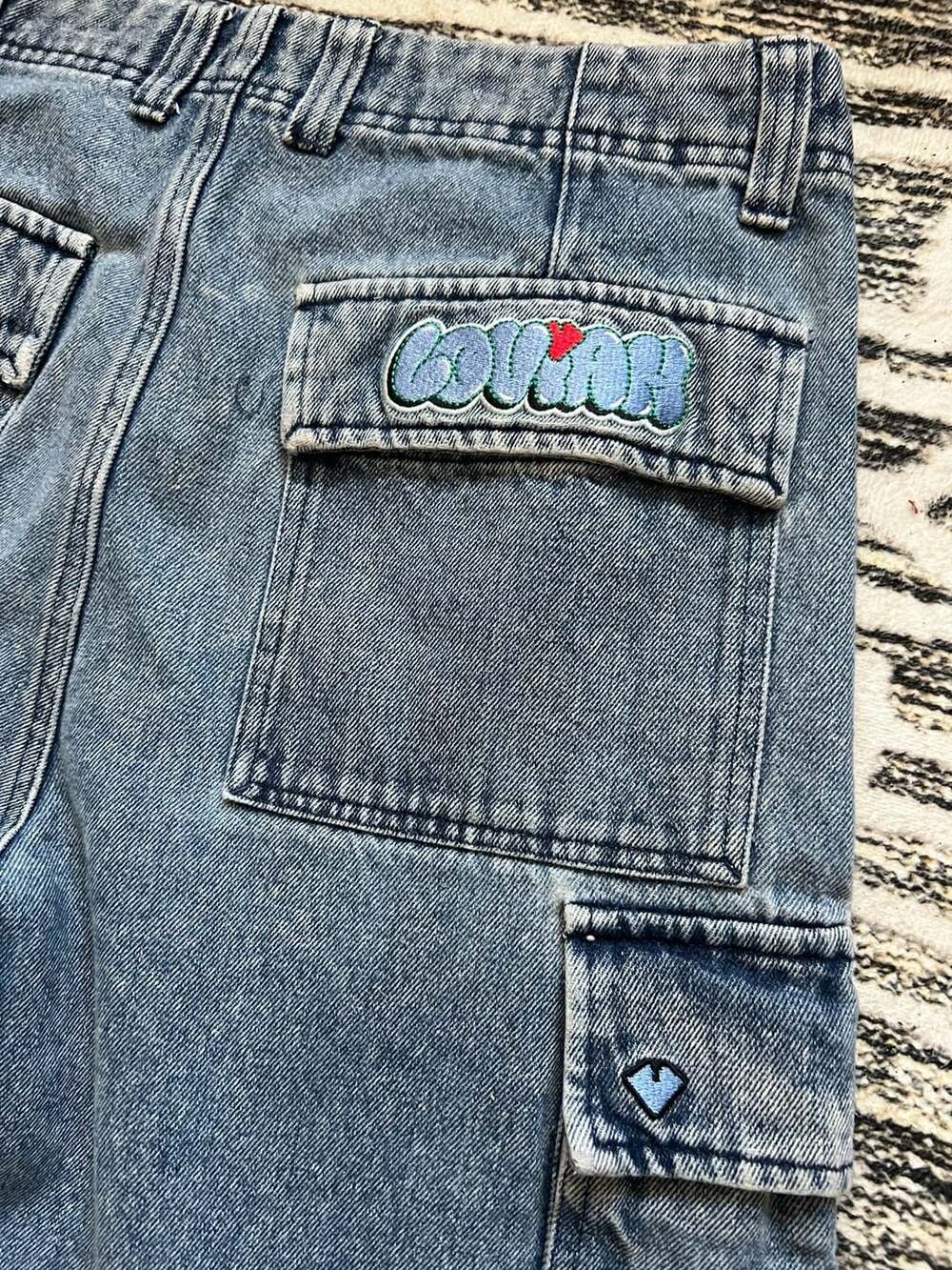 Loviah Cargo Blue Acid Wash Denim Pants